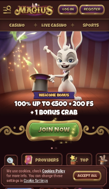 Buitenlands casino Magius welkomstbonus 100%