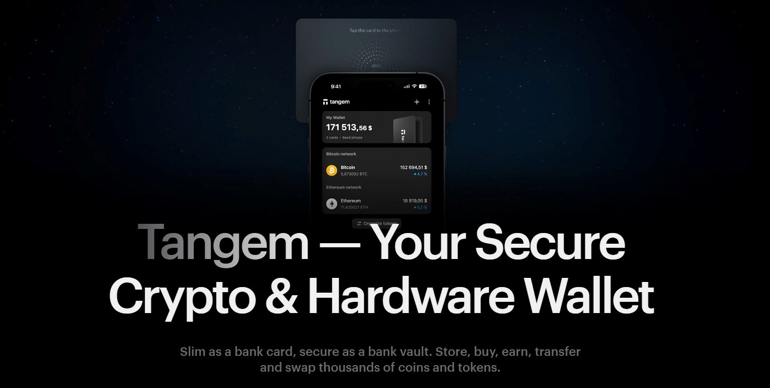 Tangem, veilige crypto hardware wallet in pasvorm