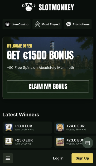 Het casino buitenland Slotmonkey met de laatste winnaars