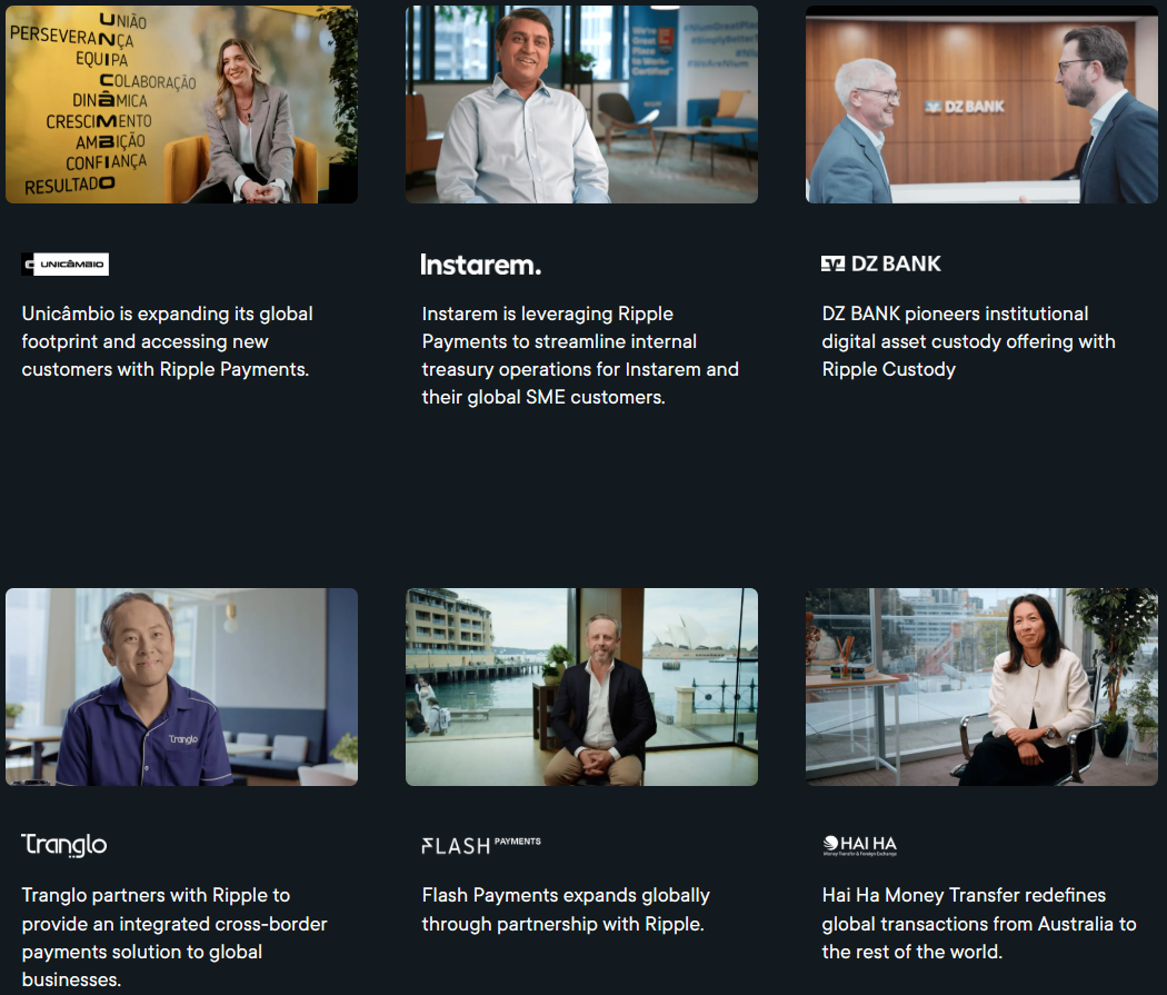 Een paar van de case studies van Ripple. Bron: Ripple
