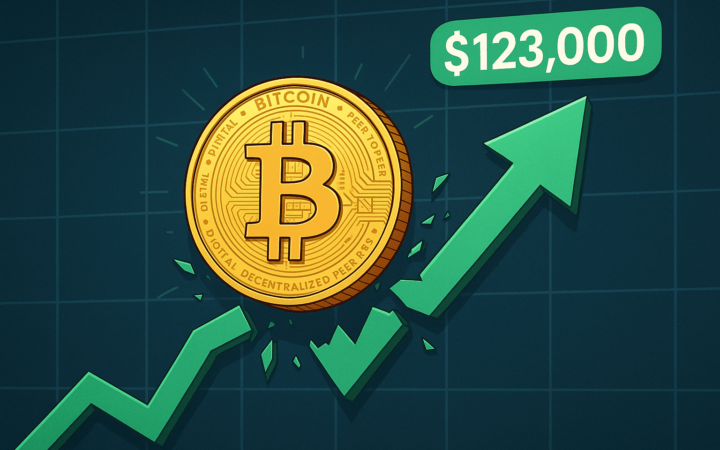 Bitcoin koers doorbreekt $123.000 – winstnemingen zetten druk op voortzetting rally
