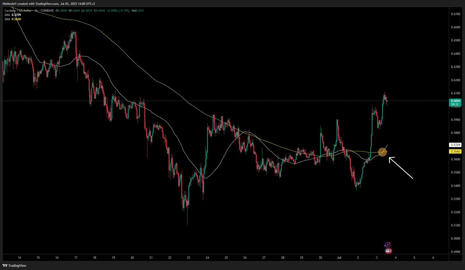 ADA/USD 1H - Bron : TradingView