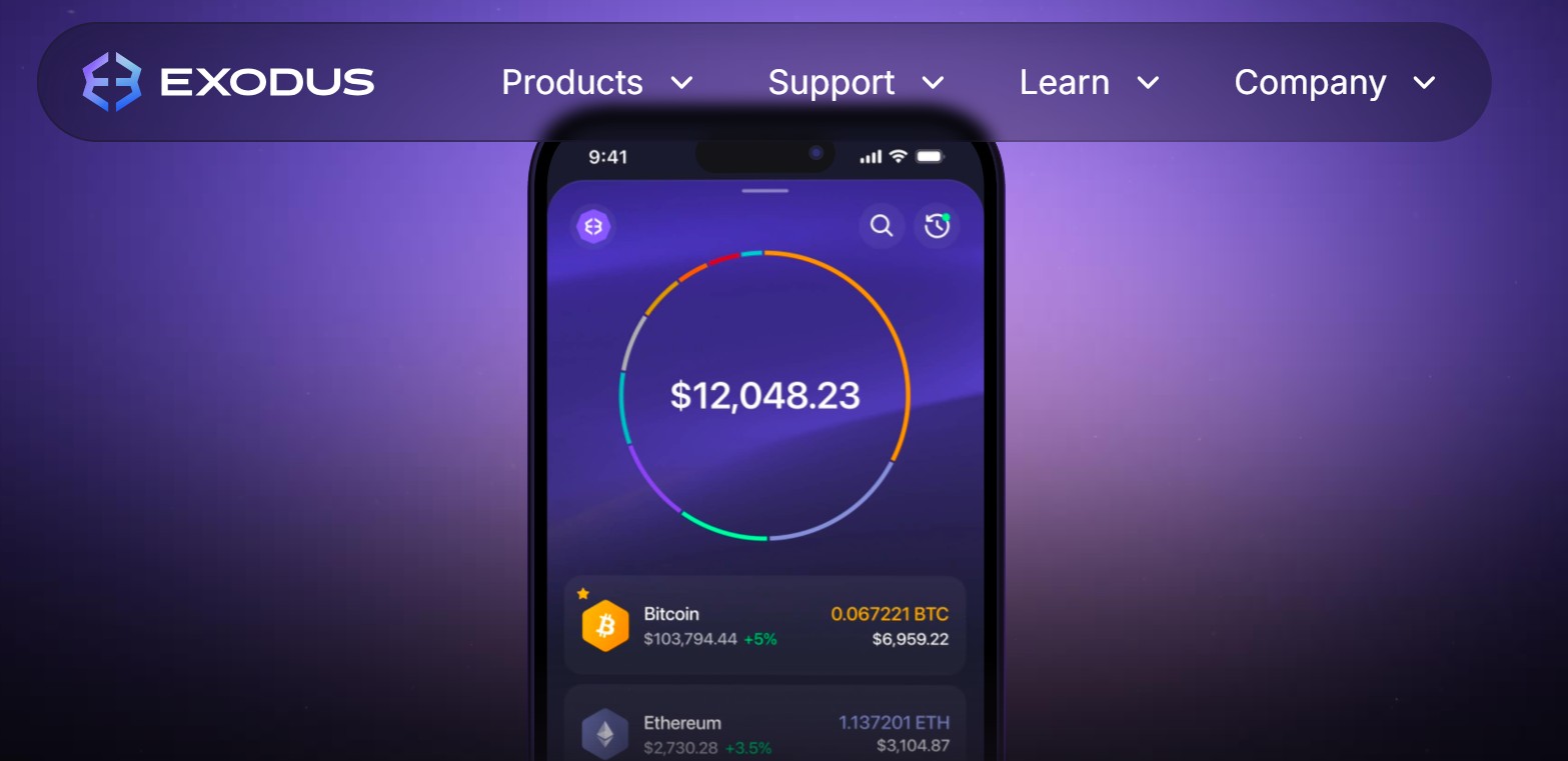 Exodus crypto platform homepagina