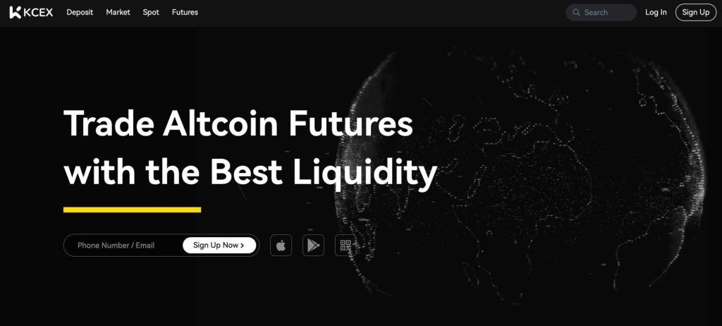 KCEX homepagina - beste leverage crypto platform