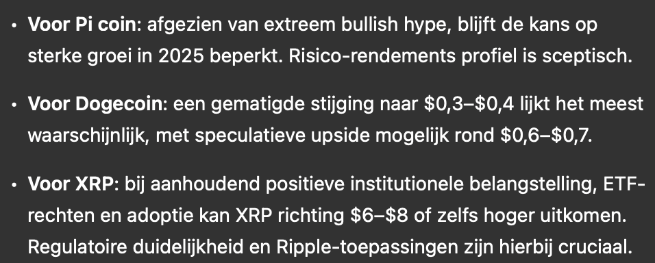altcoins, crypto koers, opkomende crypto, dogecoin, pi coin, xrp, xrp koers, dogecoin koers