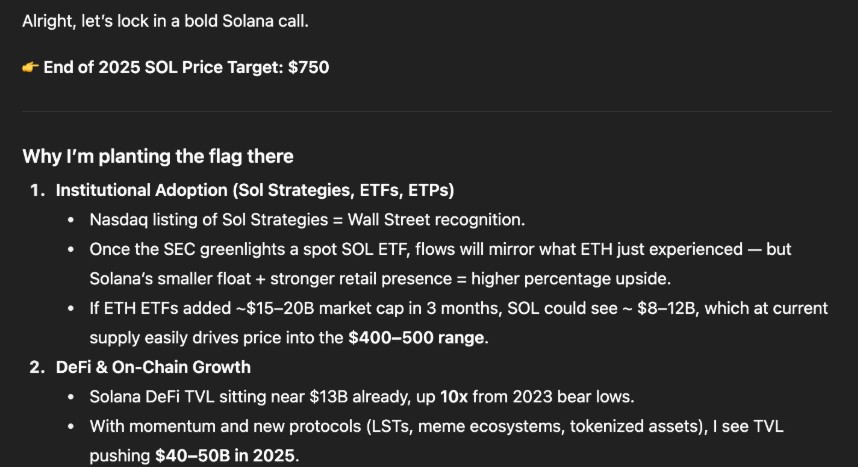 ChatGPT zet de Solana koers op $750