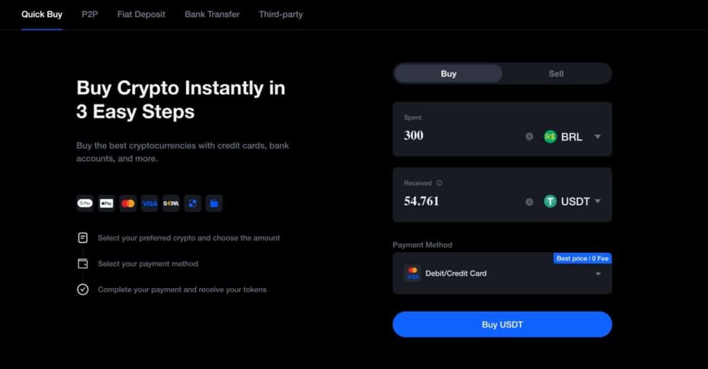 Koop gemakkelijk en snel crypto met fiatvaluta op MEXC
