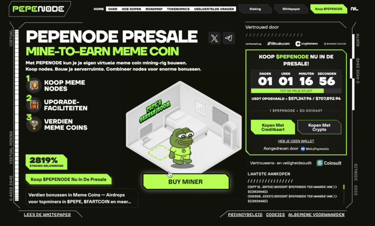 Presala pagina Pepenode. Bron: Pepenode.io