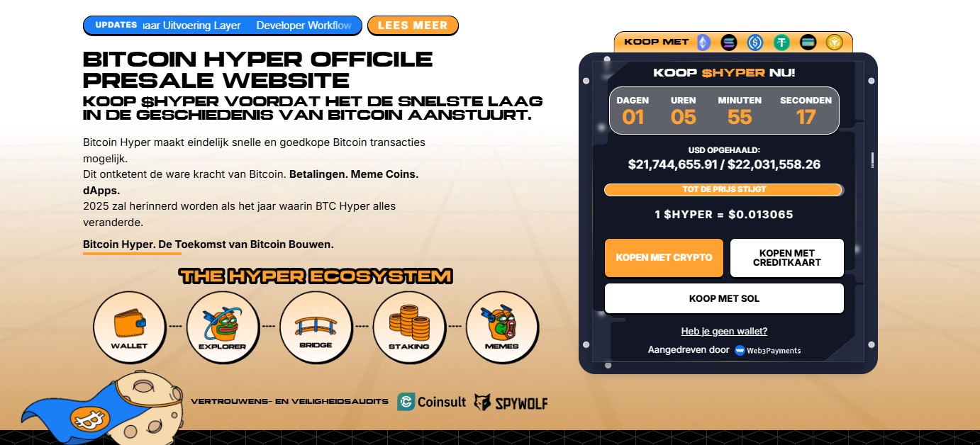 Bitcoin hyper haalde tot nu toe $21,7 miljoen op