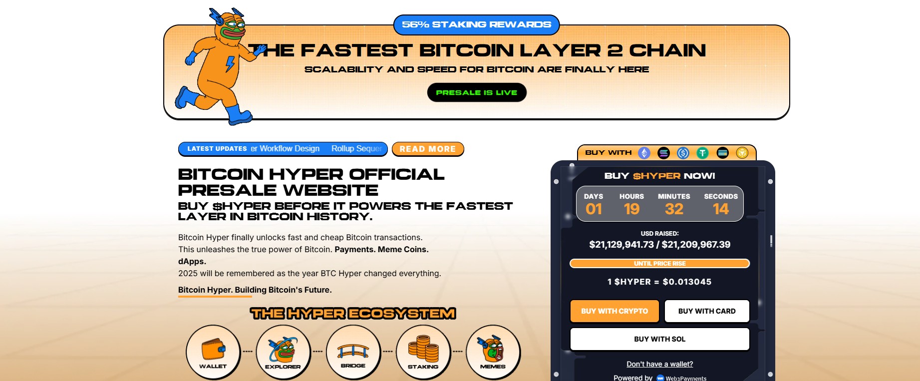 De officiële website van Bitcoin Hyper