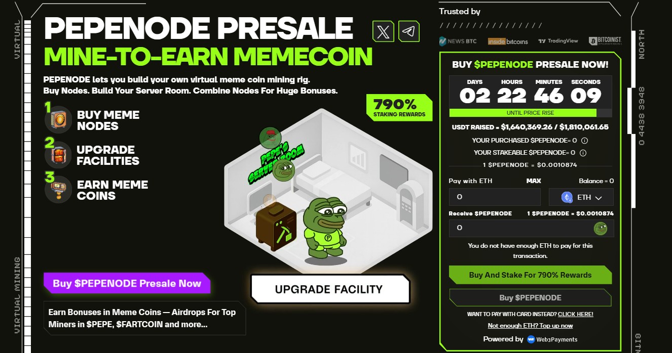 Pepenode is een mine-to-earn meme coin.jpg