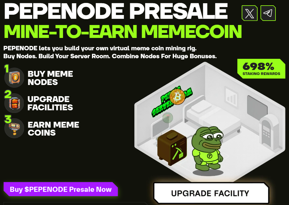 PepeNode is de eerste meme coin met een crypto mining game.