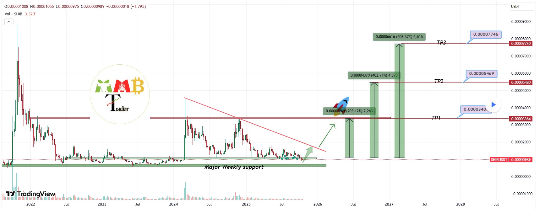Volgens een crypto expert kan Shiba Inu naar $0,00003364 stijgen