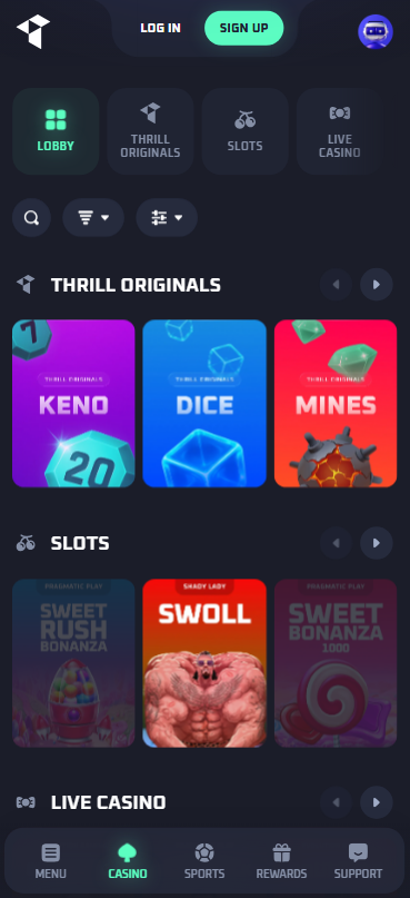 thrill beste no kyc casino