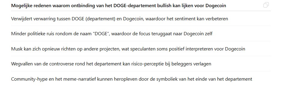 De opheffing van DOGE kan bullish Dogecoin nieuws zijn volgens ChatGPT