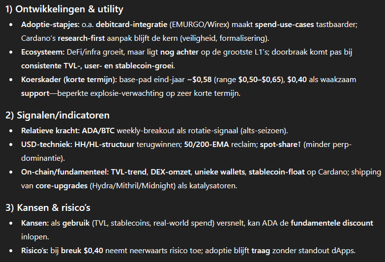 Ontwikkelingen en indicatoren van de Cardano koers - Bron: ChatGPT