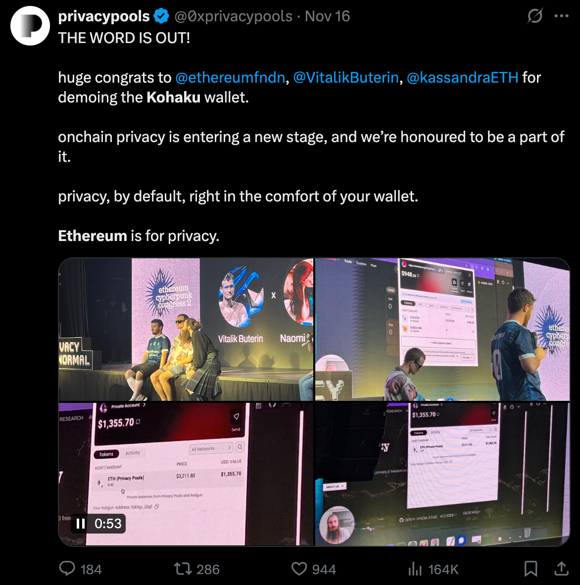 Twitterlink ETH koers