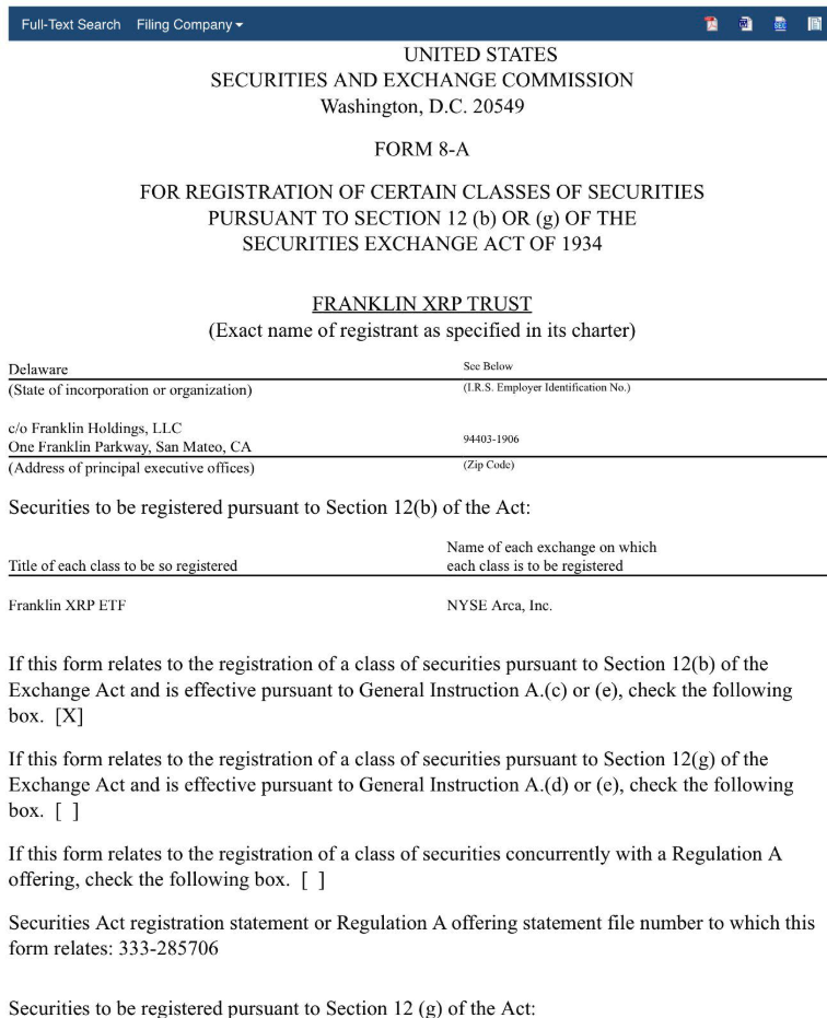 Form 8-A van Franklin Templeton - bron: SEC