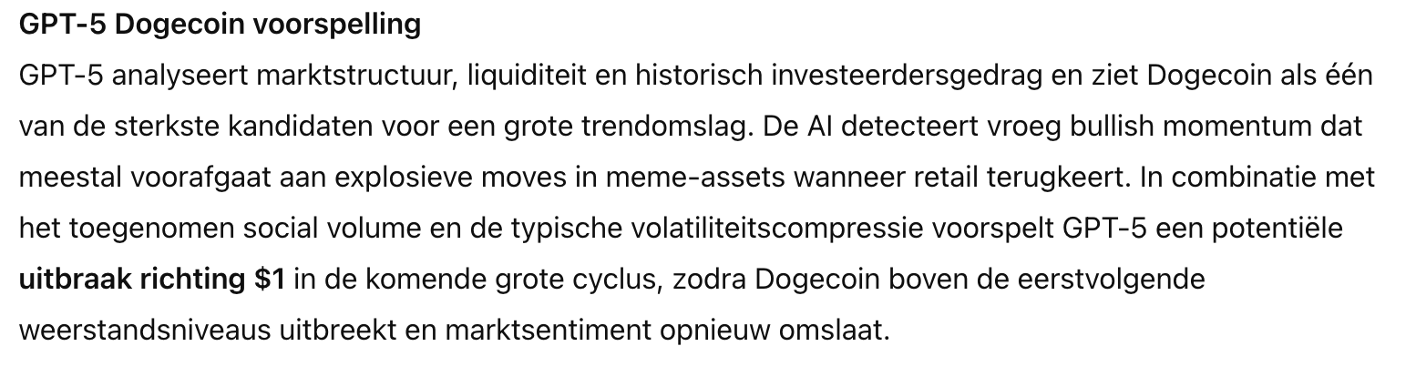 Dogecoin voorspelling door ChatGPT. Bron: OpenAI