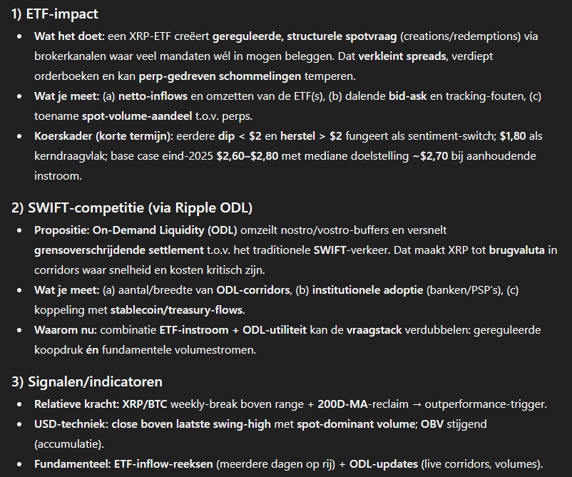 Signalen en indicatoren van de XRP koers - Bron: ChatGPT