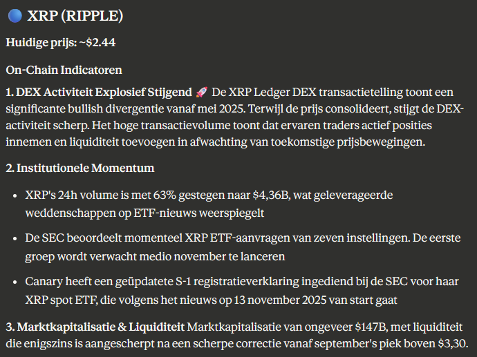 De voorspelling voor XRP is ontzettend positief. Bron: Claude AI