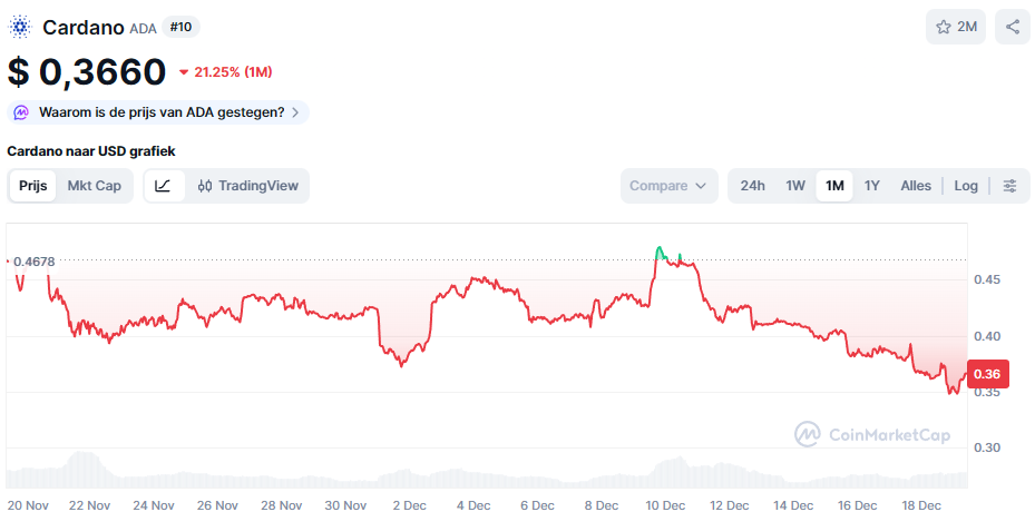 De Cardano koers van de afgelopen maand