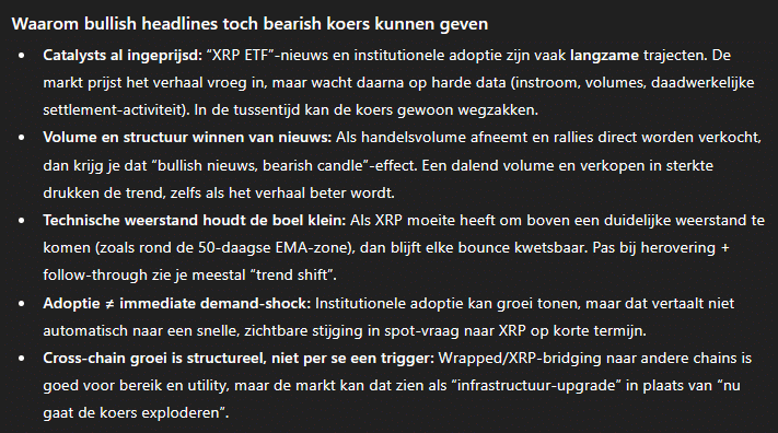 Waarom bullish nieuws toch bearish kan zijn voor XRP