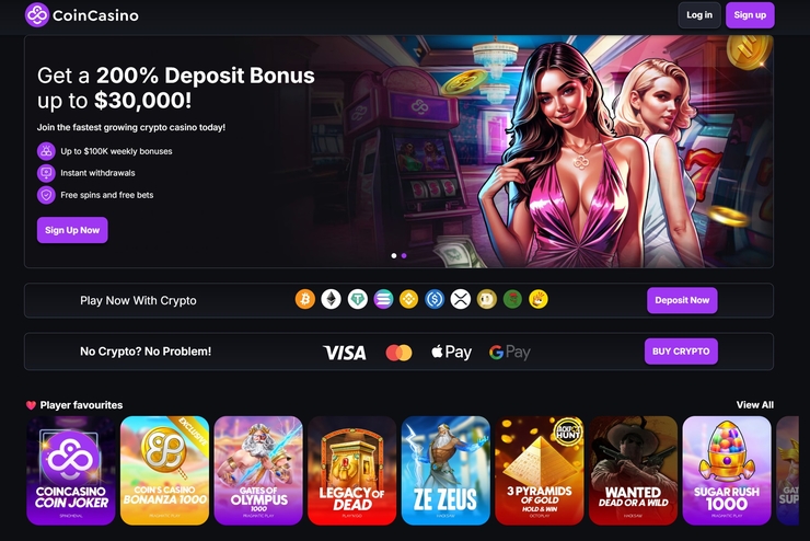 CoinCasino - crypto casino homepage