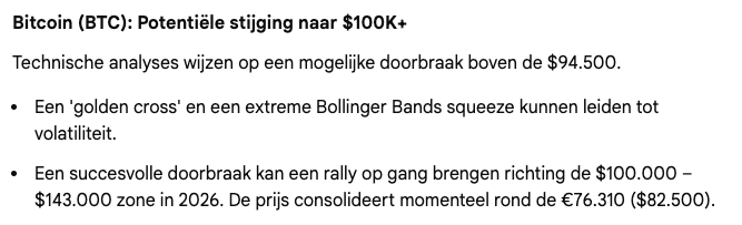 Bitcoin voorspelling - bron: Gemini AI