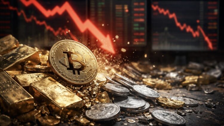 Crypto crash vandaag: $6 biljoen gewist in 60 minuten – Bitcoin, XRP en goud kelderen
