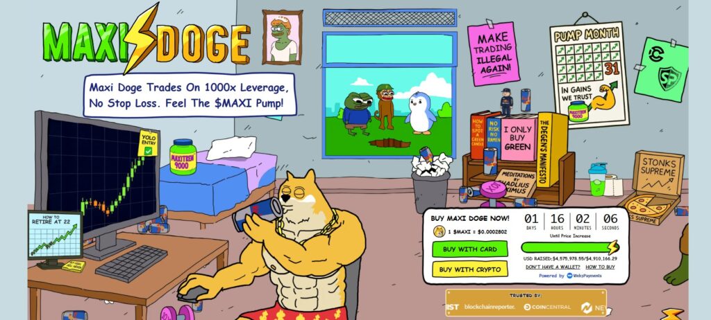 Maxi Doge presale memecoin leverage trading
