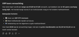 ChatGPT XRP koers verwachting