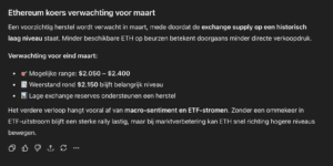 Ethereum koers verwachting voor maart ChatGPT