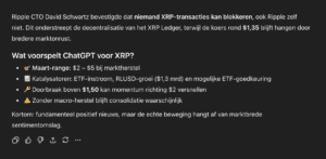 Ripple koers verwachting maart volgens ChatGPT