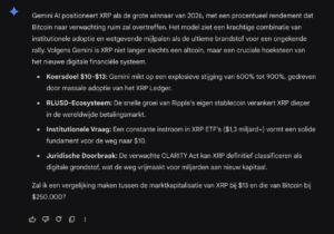 Gemini AI positioneert XRP als de grote winnaar van 2026