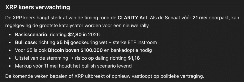 XRP koers verwachting door GPT-5.5. Bron: ChatGPT.
