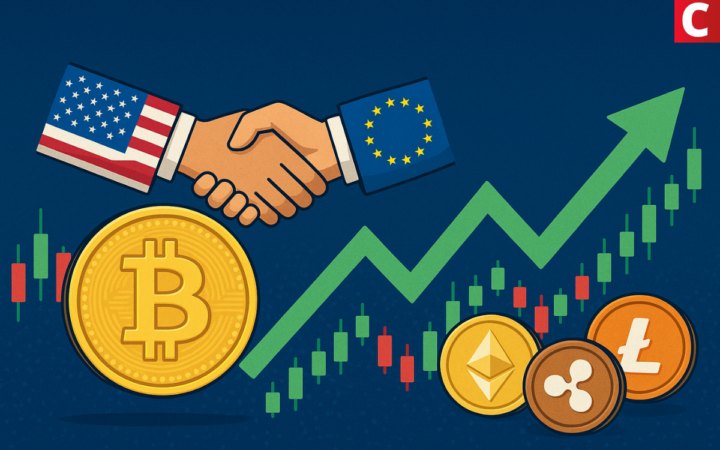 Bitcoin e altcoins se recuperam com trégua entre EUA e UE
