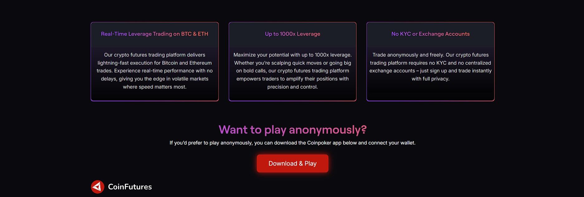 Imagem da página de download do aplicativo da plataforma de negociação de contratos futuros de criptomoedas