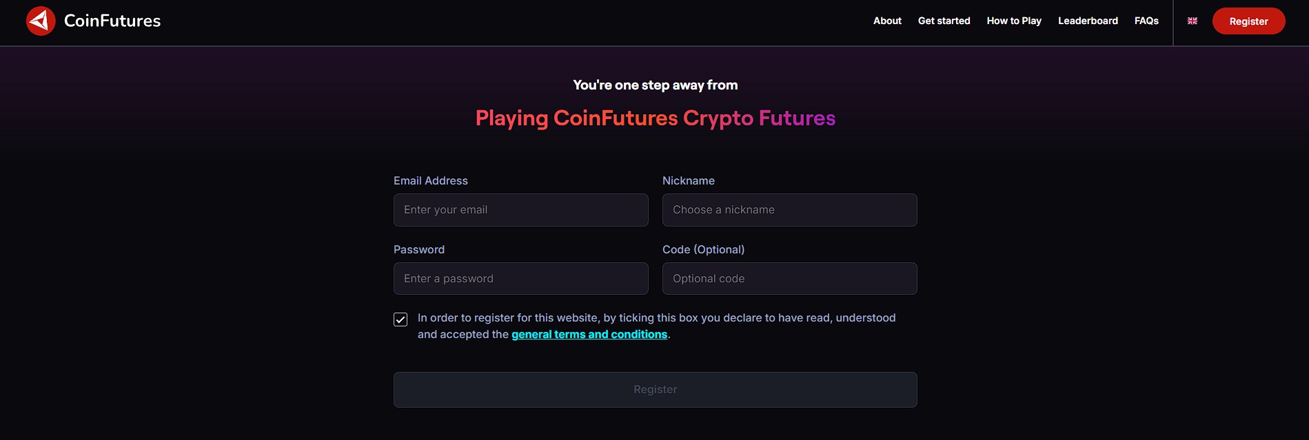 Guia de cadastro na CoinFutures.io