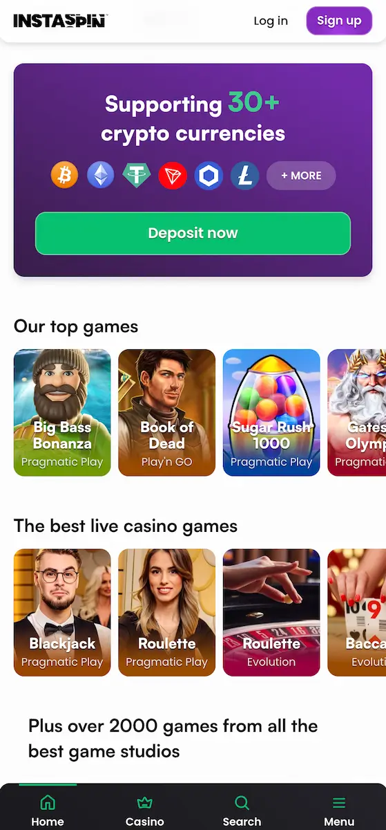 InstaSpin - Bitcoin Casino completo e com jogos em modo demo em Portugal
