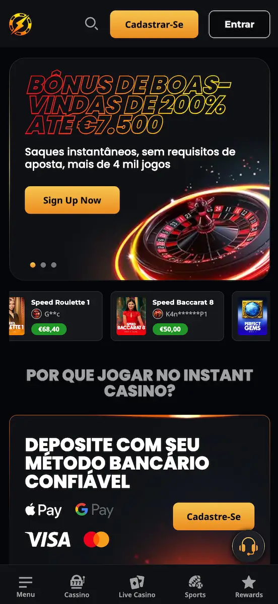 Instant Casino - Considerado o Melhor Casino Bitcoin em Portugal pela sua segurança e jogos