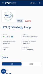 Ações de criptomoedas HYLQ