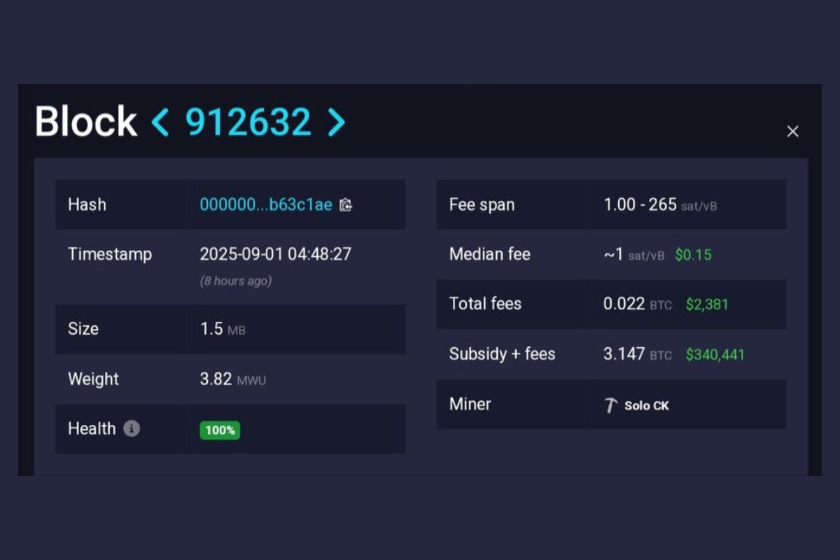 É raro, mas acontece bastante: minerador solo recebe US$ 340.441 mil em BTC