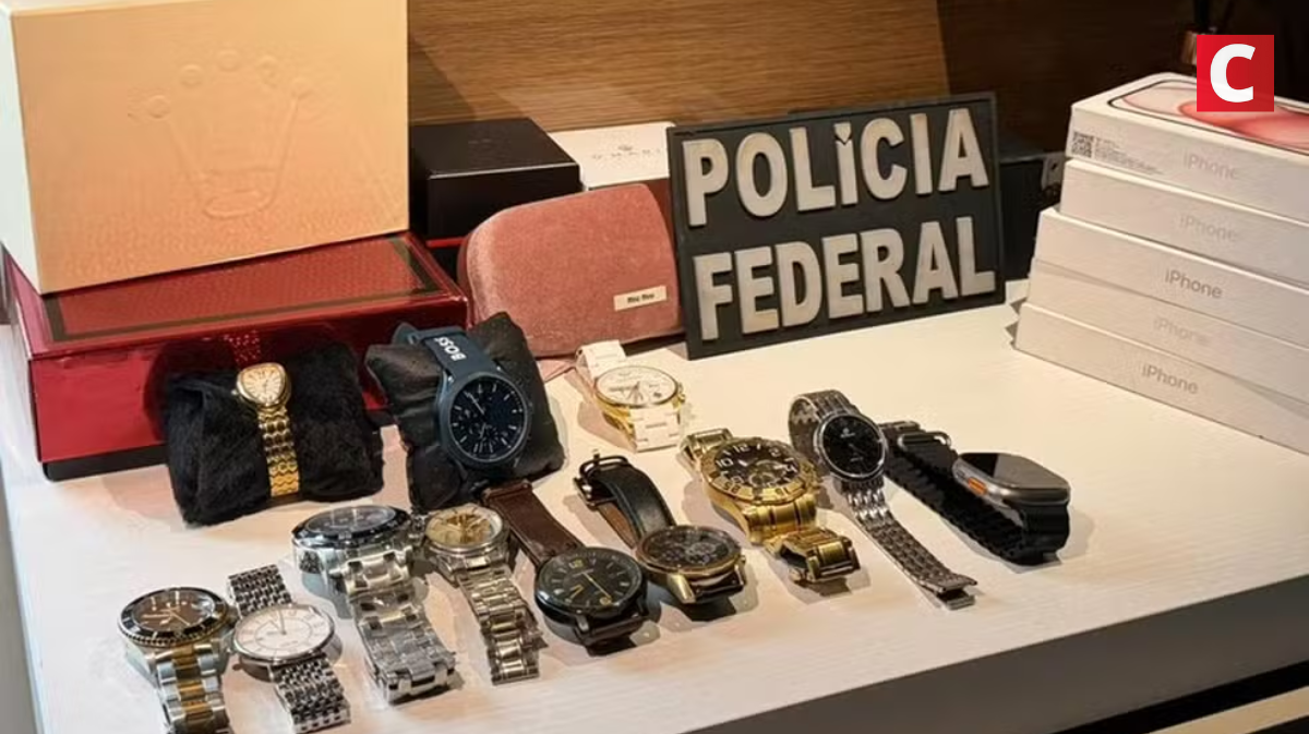 Relógios de luxo e iPhones apreendidos pela PF em operação contra lavagem de dinheiro com criptomoedas do Comando Vermelho