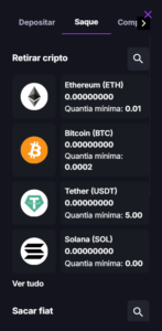 Fazendo um saque no casino Telegram coincasino