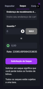 Escolha o endereço da carteira para sacar no Casino telegram