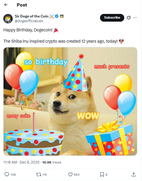 doge faz 12 anos