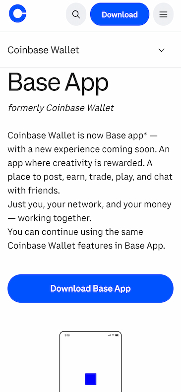 Скриншот сайта Base App, который входит в список лучшие криптокошельки
