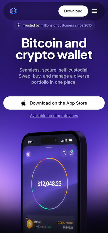 Скриншот сайта Exodus, который входит в список лучшие криптокошельки