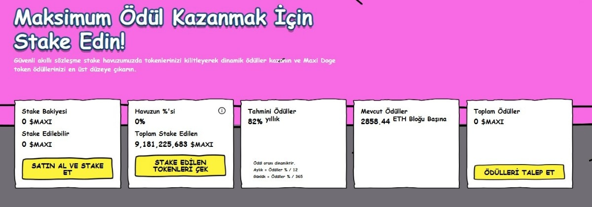 MAXİ DOGE ÖDÜL KAZANMAK İÇİN STAKE EDİN